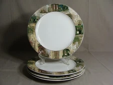 4 Sakura Stoneware 11" Dinner Plates In The Restaurant Row Pattern, Indonesia