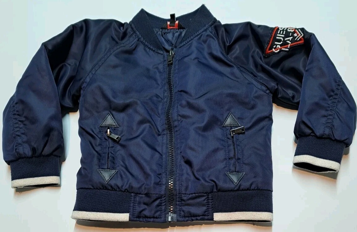 Guess Nylon Bomber Jacket Navy Blue Quilted Coat 24M Months