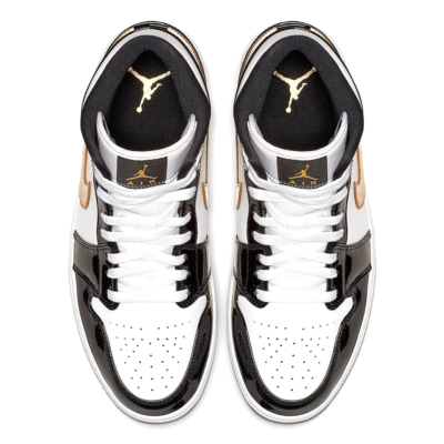 Size 11.5 - Jordan 1 Mid SE Patent Black Gold for sale