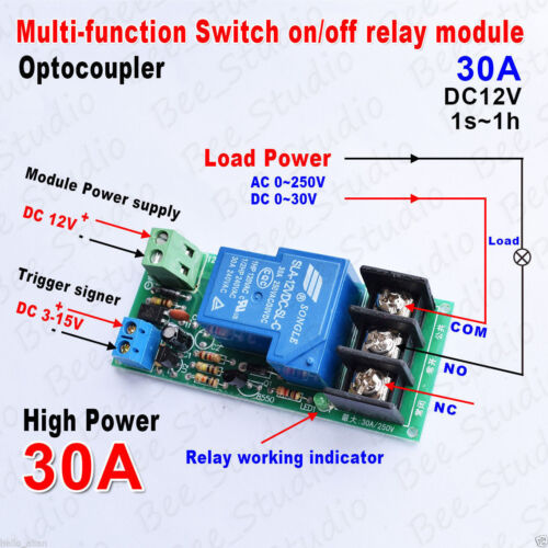DC 12v High Power 30A Delay Time Counter Relay Control Switch on/off Module