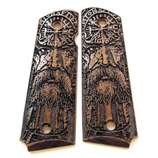 1911 Full Size Engraved Walnut Wood Grips Nordic Viking Odin Vegvisir 1911 Full Size Engraved Walnut Wood Grips Nordic Viking Odin Vegvisir