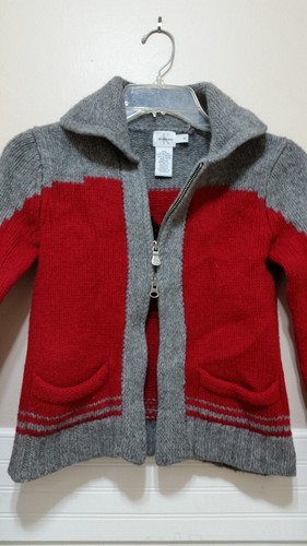 CALVIN KLEIN JEANS Wool Sweater Red Grey Lambswool Varsity Medium Boys Girls Med - Picture 9 of 12