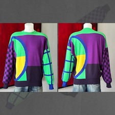 1990s GIANNI VERSACE wool sweater Geometric pattern size IT 50 Checkered & Grid