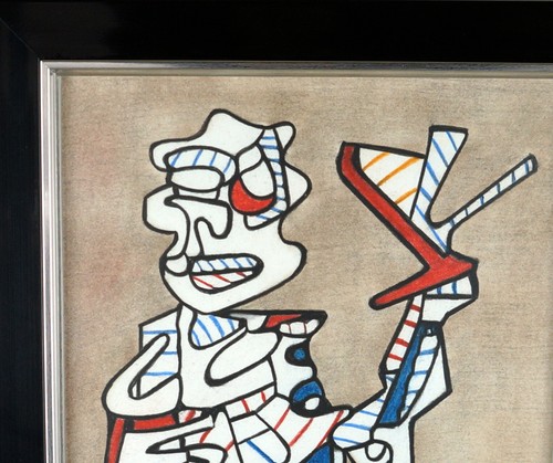 JEAN DUBUFFET / Awesome MIXED MEDIA DRAWING on PAPER SIGNED / Framed. 54 - Picture 5 of 13