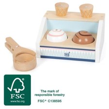 Eistheke kompakt „fresh“, kleiner Eistresen, Holz, Eis für den Kaufmannsladen