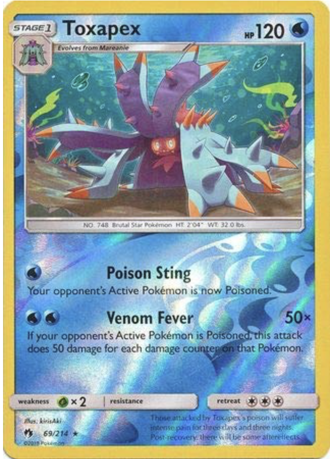 Pokemon - SM8 Lost Thunder - 2x Toxapex - 69/214 - Reverse Holo Rare