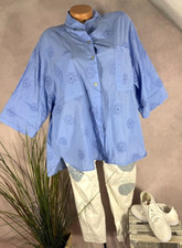 luftig legere sommer BLUSE  Italy Richelieu STICKEREI blau 42 44 46