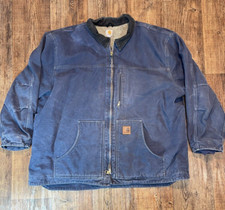 Carhartt Jacket Sherpa Lined Duck Full Zip Distressed Faded 3XL Men's C61 DPB