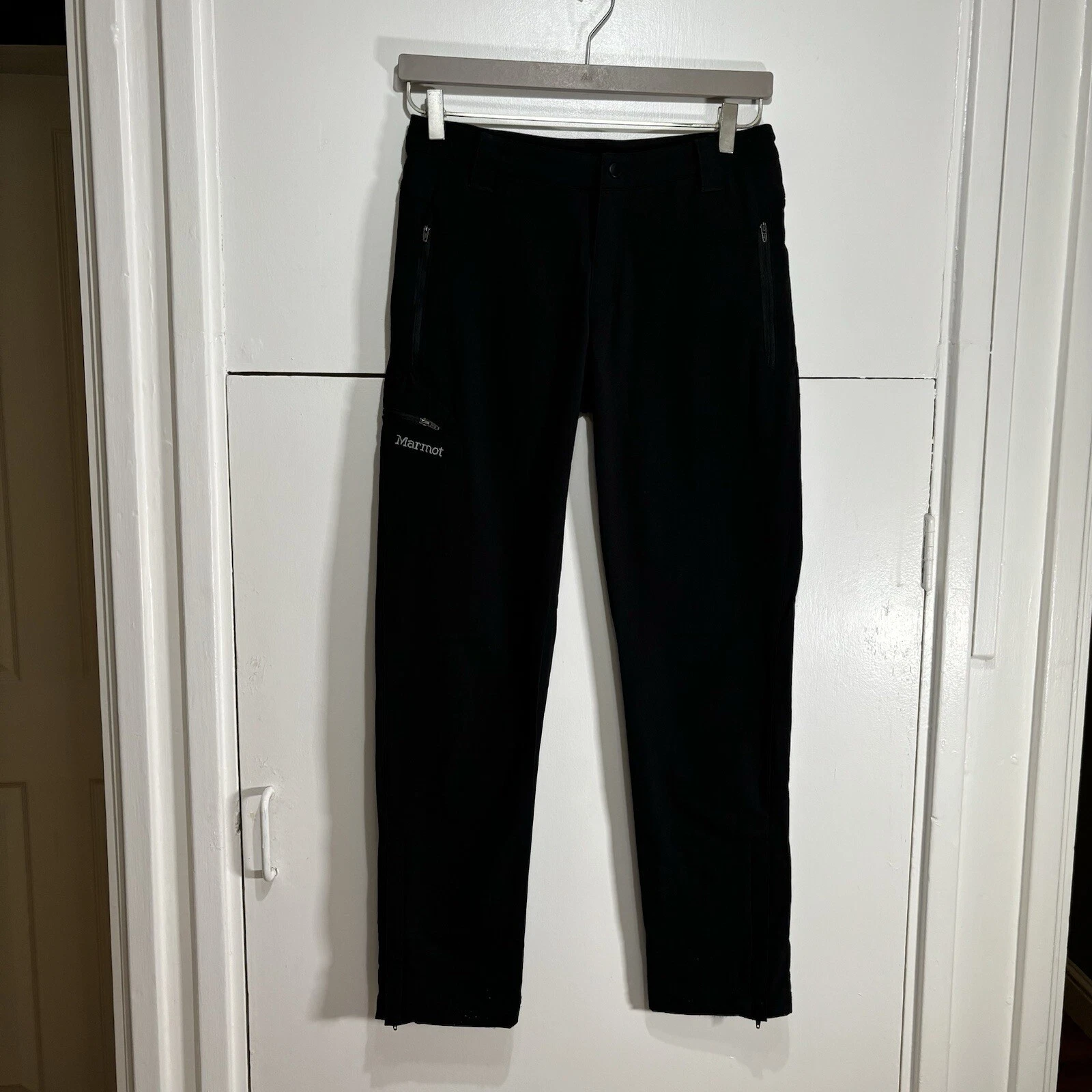 Marmot Scree Black Lightweight Softshell Pants Trousers Women Size 6 Zip Pockets