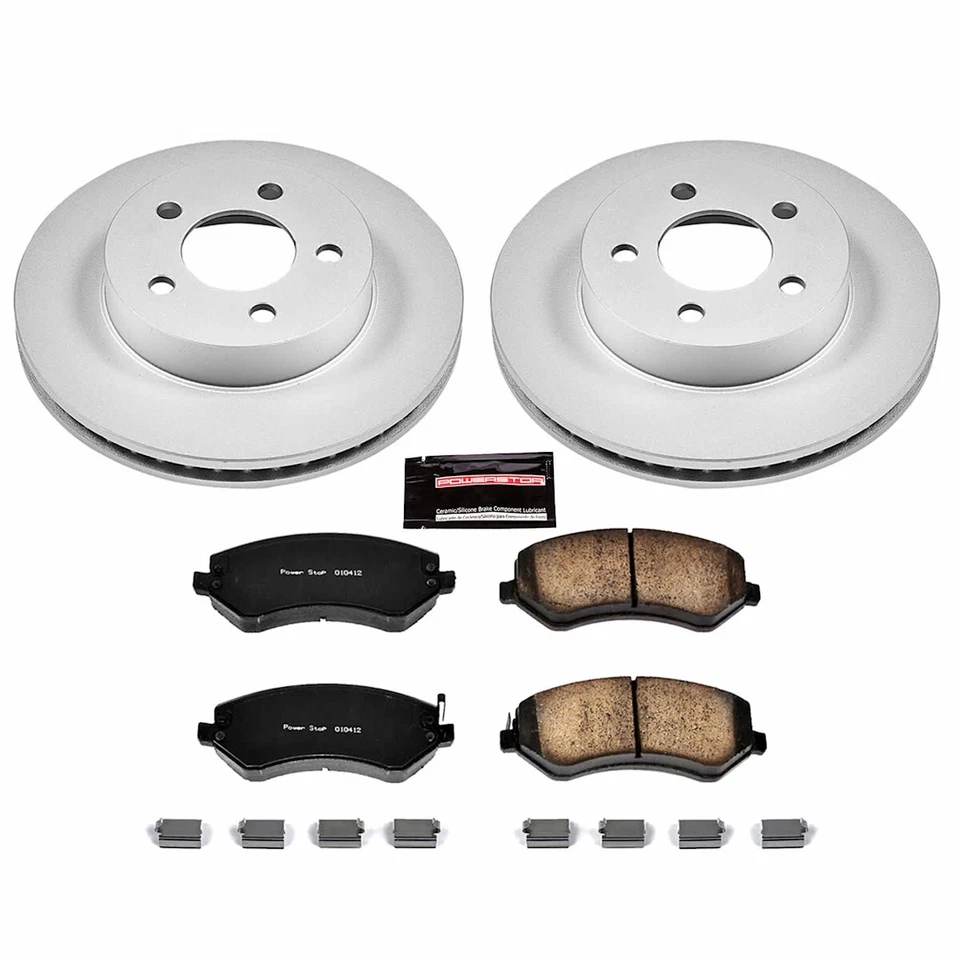 Juego de 2 ruedas delanteras CRK2160 Powerstop discos de freno y pastillas delanteras para Jeep Liberty Foto 3 de 3
