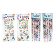 Self Adhesive Rhinestone Gem Stickers for Craft Decoration Stickers, 4 Sheets