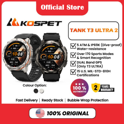 2025 KOSPET TANK T3 ULTRA2 GPS Men Smart watch 170+ Sports Modes 50m Waterproof 