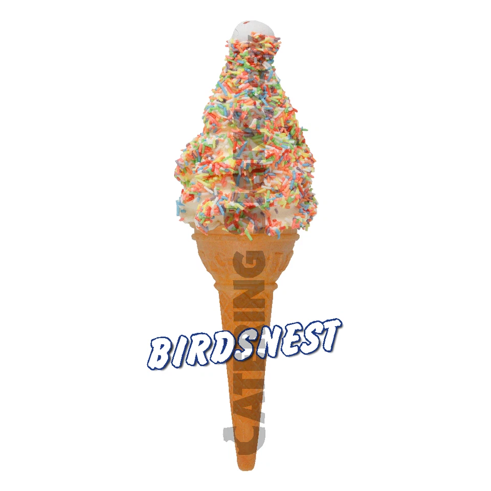 Birdsnest Whippy Ice Cream Cone Sticker - 16cm Single Sprinkles Catering Van