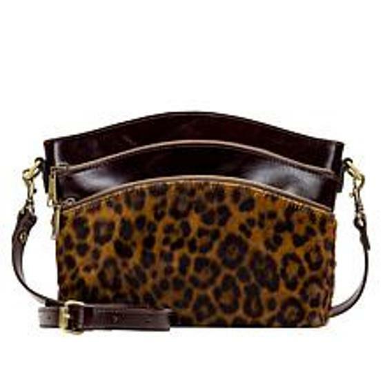 Patricia Nash Lorraine Leather TripleZip Crossbody Bag NEW Leopard