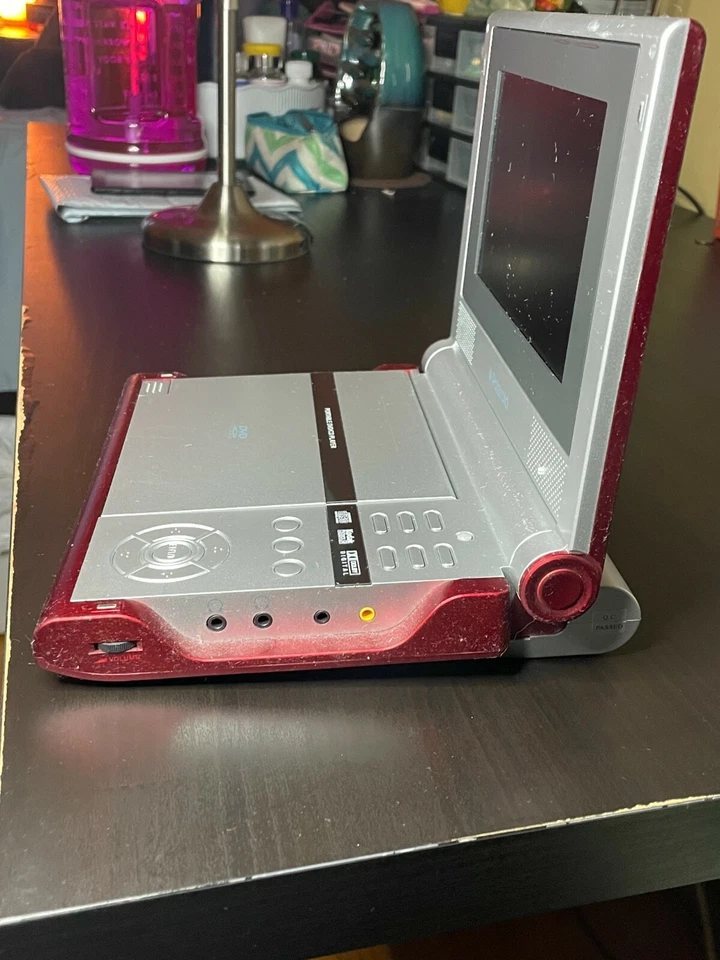 Reproductor de DVD portátil Polaroid PDX-0073 rojo 2006 reproductor de discos CD LEE DISCO  Foto 3 de 4