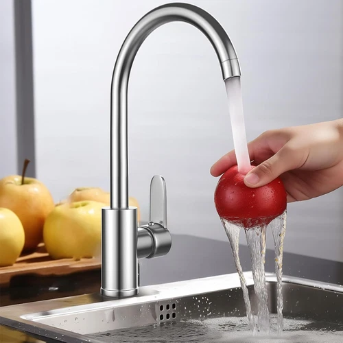 Kitchen Sink Mixer Taps Swivel Spout Single Lever Tap Mono Modern Chrome Faucet - Picture 4 of 13