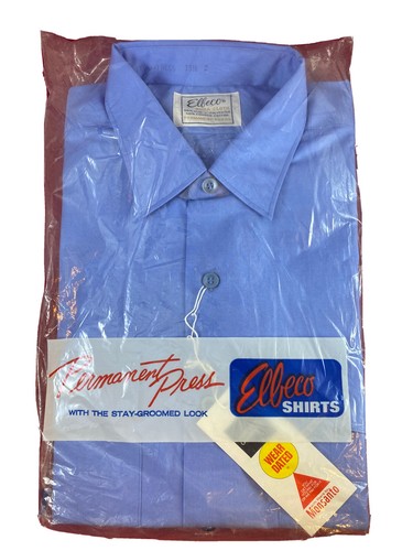 Vintage Elbeco Shirt Blue Uniform Shirt 15 1/2” Long Sleeve NOS