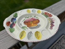 Italy Devil Egg Platter Tray Easter Christmas  Relish With Fruit & Leaf Design 1
