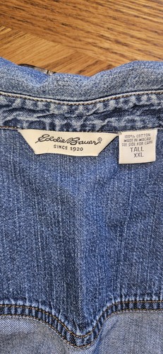 Eddie Bauer Denim Shirt Tall XXL Vintage 100% Cotton - Picture 3 of 7