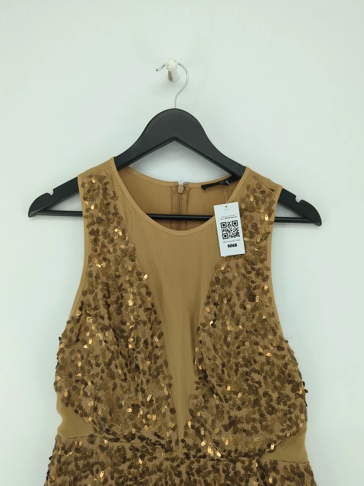 Tibi A-Line Midi Dress UK6 in Brown - Image 3 of 4