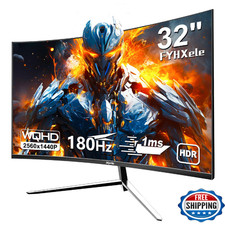 Xyrio 32" Curved QHD 180Hz 1ms Gaming Monitor HDR FreeSync Eye Care Black