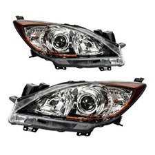 Headlight Assembly,Chrome Headlights Compatible with 2010-2013 Chrome-Amber