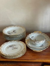 Assiettes, plat saucier porcelaine de Limoges ancienne - Oiseau Du Paradis