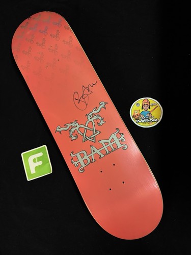 RARE SIGNED Bam Margera Pink Foil Heartagram Element Skateboard Deck AUTOGRAPH