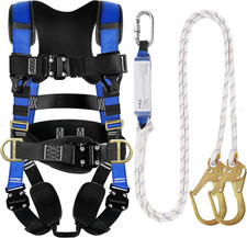 Full Body Safety Harness Kit with Lanyard  4 Quick Buckles