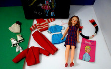 VTG IDEAL TAMMY BLACK FASHION DOLL CASE W TAMMY DOLL CLOTHES ACCESSORIES 1960S