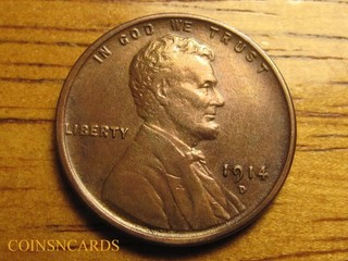 1914 D Lincoln Cent Choice Multi Toned AU About Uncirculated Key Monster Scarce!