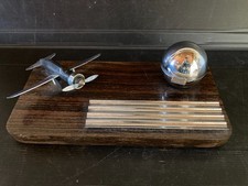 Porte stylo encrier thème avion macassar chrome années 30 Art Déco