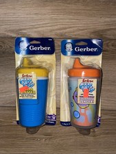 2- Vintage Gerber Fun Grips Insulated Cool Spill Proof Cups Fish 9oz NOS NEW