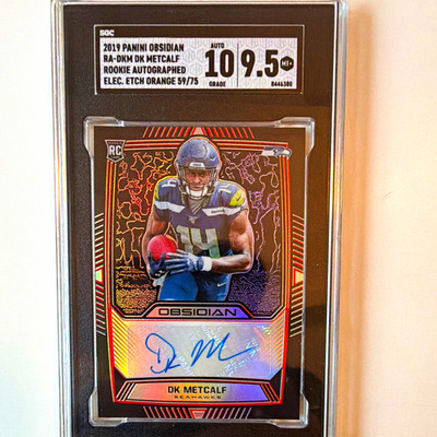 Panini 2019 Obsidian DK Metcalf RJA-DKM Electric Etch Orange /75 Auto RC Mem