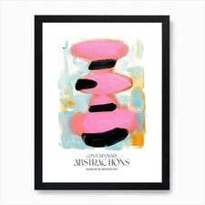Pink Pop Painting Abstract 2 Exhibi Framed Wall Art Poster Canvas Print Picture