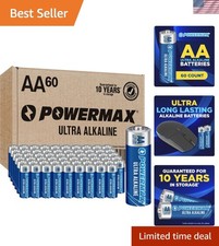Reclosable 60 Pack of AA Batteries with 10- Shelf Life - Reliable Power 0.60 per gallon