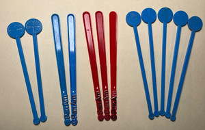 Vtg Lot of 12 PanAm Airlines  Plastic Blue Red Swizzle Sticks Logo Stirrers