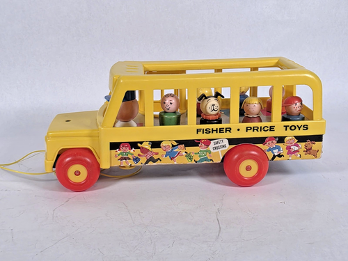 1965 Fisher-Price Little People • Yellow School Bus #192 • Plastic and Wood - Picture 6 of 16