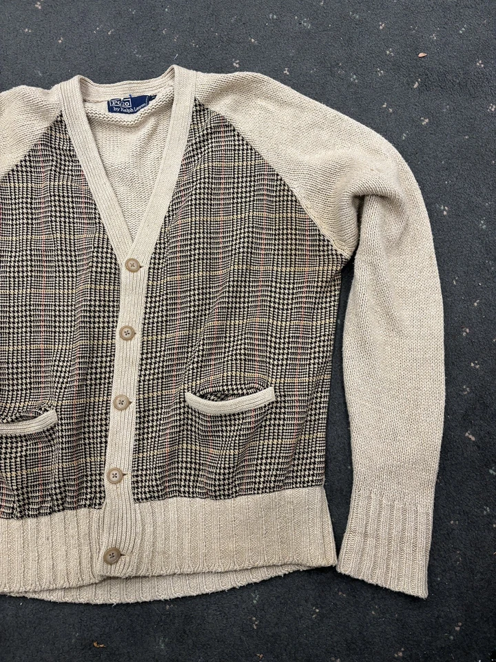 Raro Suéter Cárdigan Vintage POLO RALPH LAUREN Botón Frontal Mezcla Seda Años 90 MED Foto 2 de 4