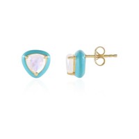Cavill Ohrringe Damen Regenbogen Mondstein 925 Silber Vergoldet 1,8Ct TüRkis