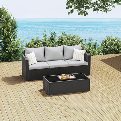 #ad Outdoor Patio Couch with Coffee Table All Weather PE Wicker Rattan Patio Sofa w $388.99