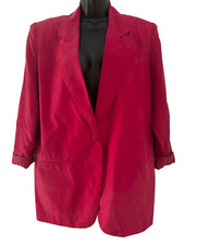 Vintage St Angelina Pink Silk Blazer Jacket Womens Medium Lined Lightweight