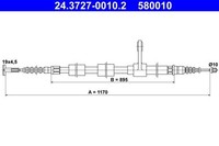 NEU - ATE 24.3727-0010.2 Seilzug, Feststellbremse FüR Alfa Romeo