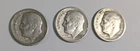 1949S - 1955D & 1955S  -  3 Key Roosevelt Dimes - Average Circulated Condition