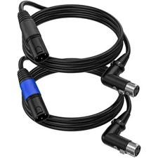 Right Angle XLR to Straight XLR Plug Cable, 90-Degree Female to Straight Male...
