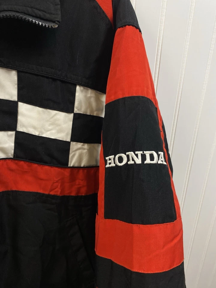 Chaqueta de Carreras Honda Años 90 De Colección Para Hombre Mediana Negra Roja Logo Ala Bordada Foto 4 de 4