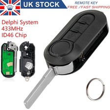 Replacement Remote Key Fob 3 button 433mhz For Fiat 500 Punto Delphi BCM PCF7946