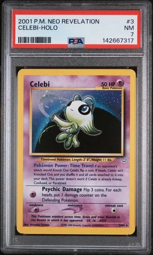 2001 POKEMON NEO REVELATION #3 CELEBI-HOLO PSA 7