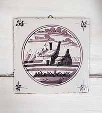 Antique Dutch Delft Tile From 18th Century