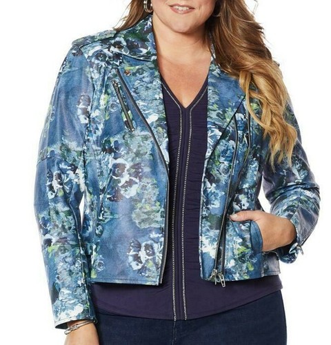 floral faux leather jacket